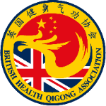 A badge with the British and Chinese flag combined to represent the British Health Qigong Association, and Hannah's qualification with them.
