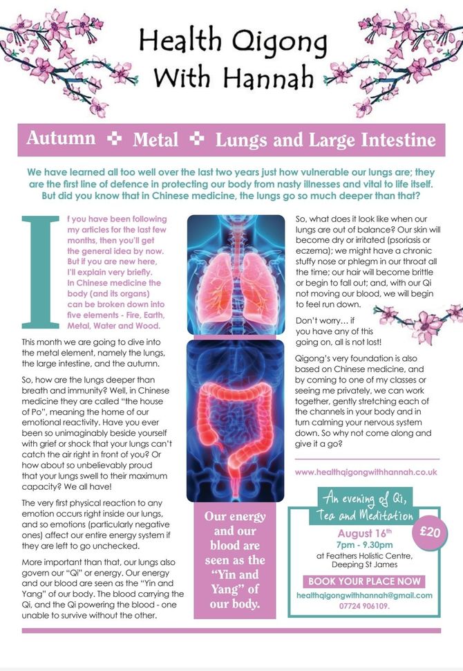 An article about the lungs from a qigong stand point.
