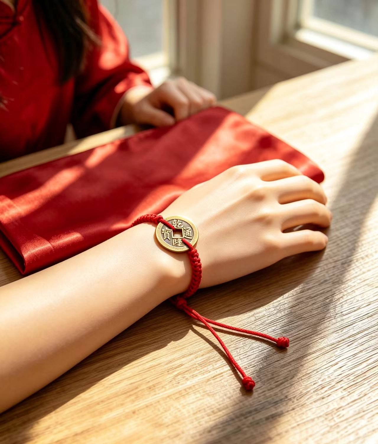 Red String Bracelet Worn on Wrist