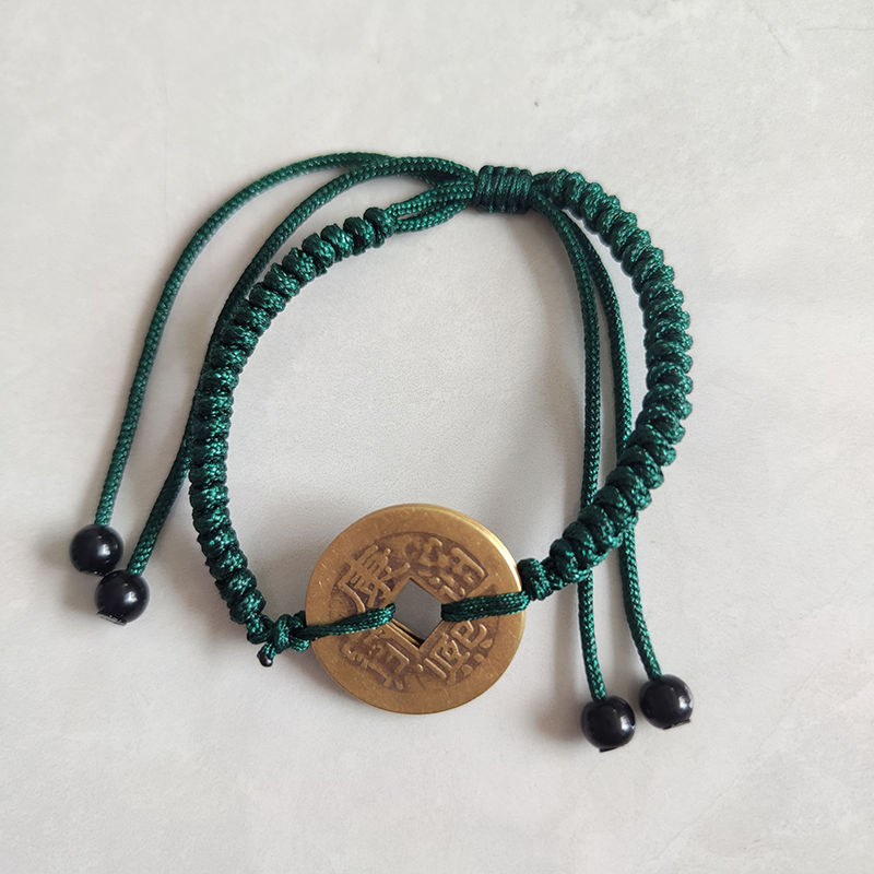 Forest Green Five Emperor Coins Bracelet