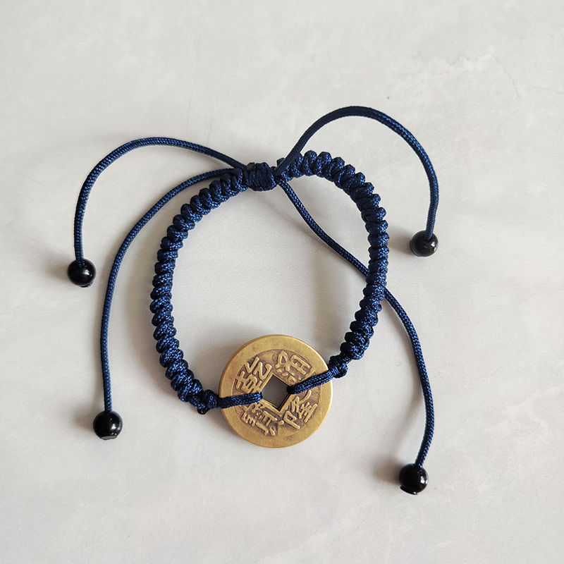 Navy Blue Five Emperor Coins Bracelet