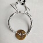 Five Emperor Coins Silver Grey Cord Bracelet handmade with traditional Vajra Knot, adjustable Chinese Feng Shui jewelry for protection.