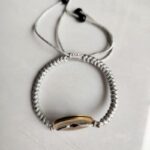 Five Emperor Coins Silver Grey Cord Bracelet handmade with traditional Vajra Knot, adjustable Chinese Feng Shui jewelry for protection.